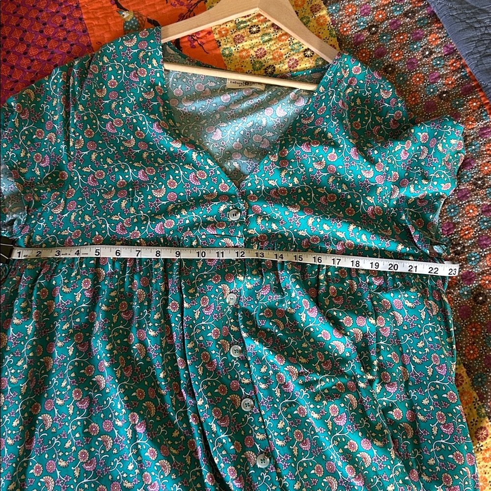 NATURAL LIFE Teal Floral Maxi Dress with Orange Hem - Picture 7 of 8